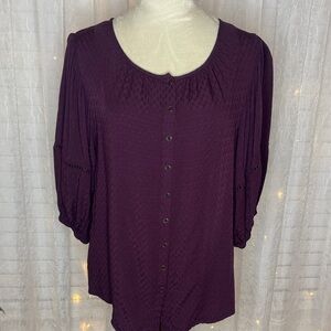 Knox Rose Deep Purple Button-Up Blouse